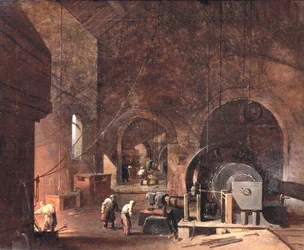 Innenansicht eines Eisenwerks, ca. 1850-60